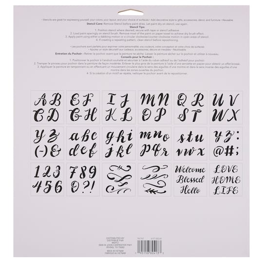 Alphabet Handlettered Script Stencils, 12" x 12" by Craft Smart®